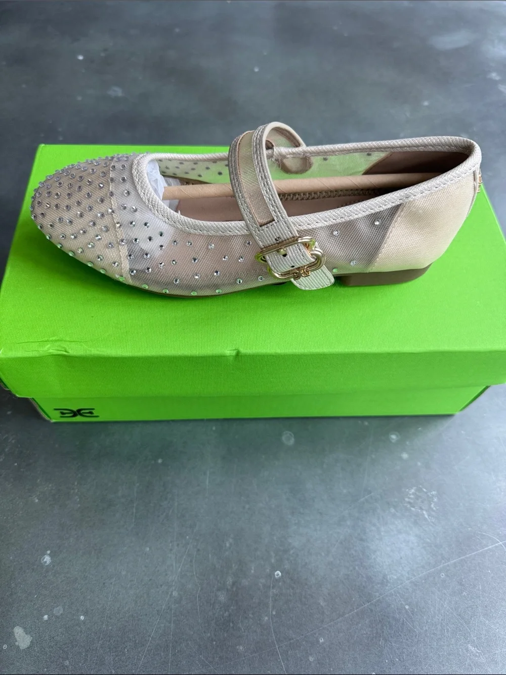 Sam Edelman Champagne Rhinestone Mary Jane Flats